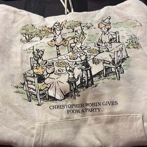 White Hoodie with Pooh and Friends Graphic